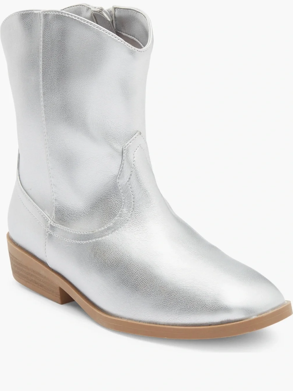 DV by Dolce Vita Kids Metallic Silver Western Boots with Zipper Size 4